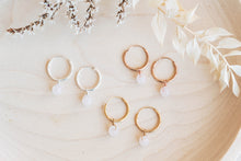 Load image into Gallery viewer, Rose quartz solo hoop earrings