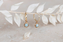 Load image into Gallery viewer, Aquamarine infinity hoop earrings