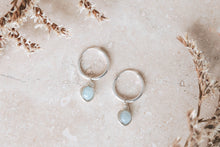 Load image into Gallery viewer, Aquamarine Infinity Hoop Earrings
