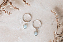 Load image into Gallery viewer, Aquamarine infinity hoop earrings