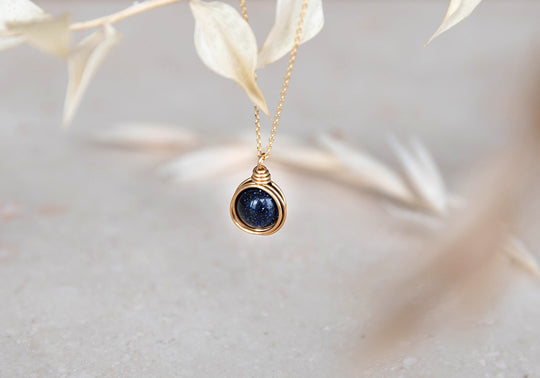 Blue Goldstone Eva Necklace ~ Gold Filled