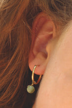Load image into Gallery viewer, Green Jade Orbit hoop earrings