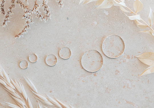 Classic plain sterling silver hoop earrings ~ various sizes