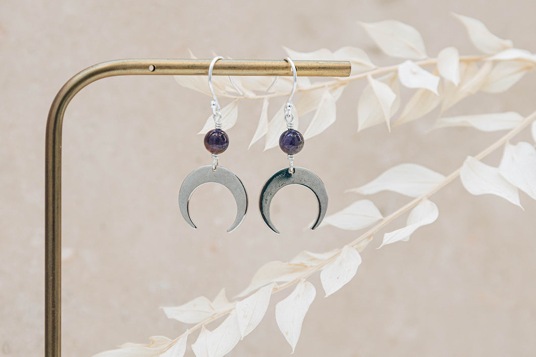 Luna Amethyst Earrings ~ Silver