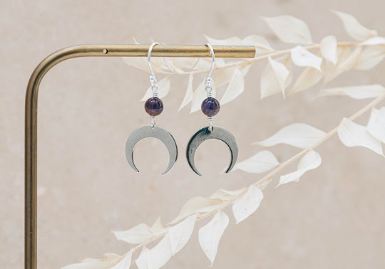 Luna Amethyst Earrings ~ Silver