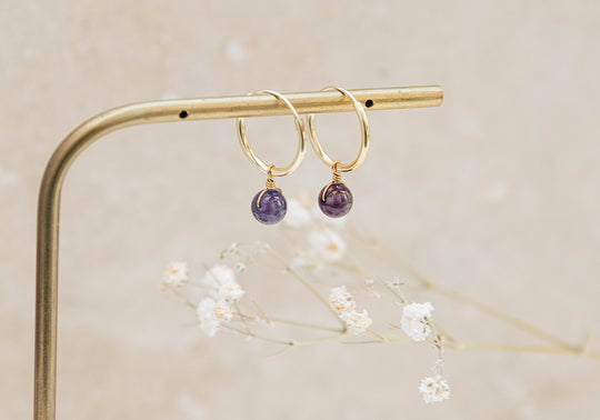 Solo Amethyst Hoop Earrings