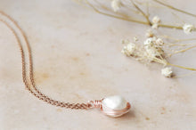 Load image into Gallery viewer, Infinity ~ rose gold freshwater pearl necklace
