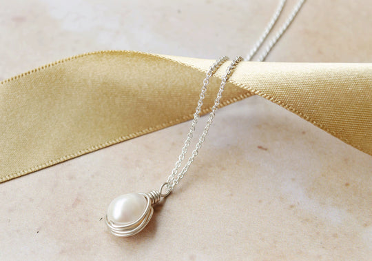 Infinity sterling silver freshwater pearl necklace