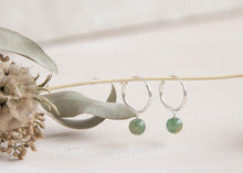 Load image into Gallery viewer, Green Jade Orbit hoop earrings
