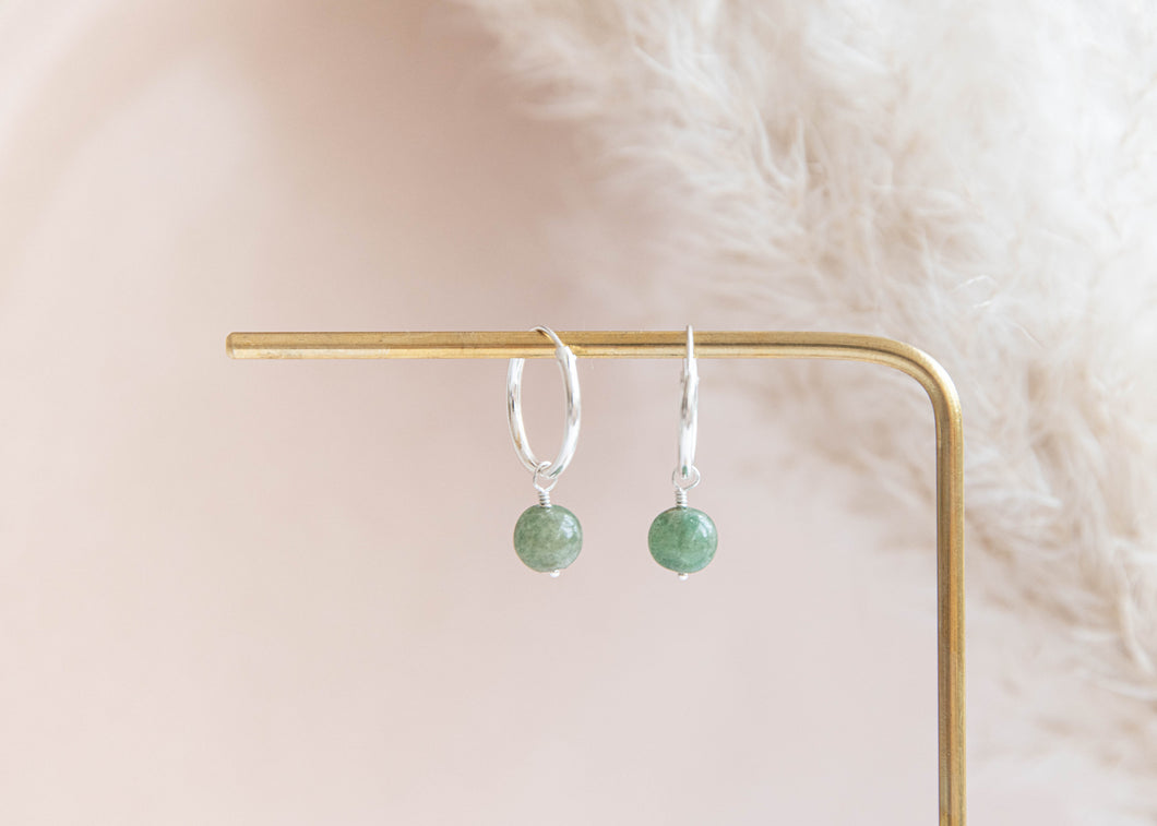 Green Jade Orbit hoop earrings