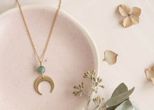 Load image into Gallery viewer, Luna moon necklace with real green jade