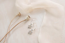 Load image into Gallery viewer, Celestial hoops with tiny moon and star charms earrings
