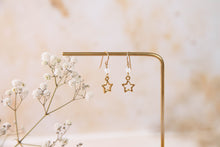 Load image into Gallery viewer, Celeste opalite charm earrings with dainty moon charm