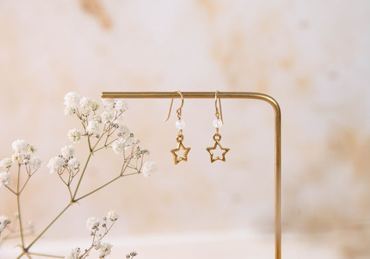 Celeste opalite charm earrings with dainty star charm