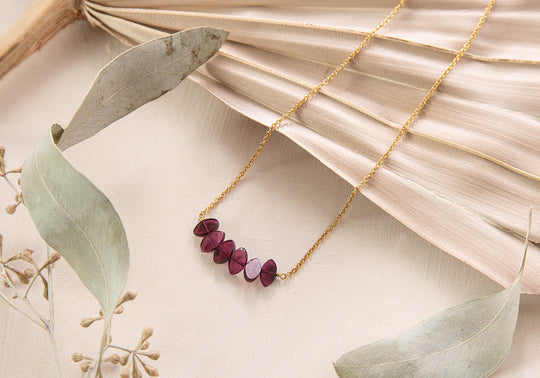 Garnet petal necklace