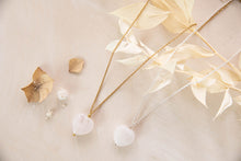 Load image into Gallery viewer, Love heart rose quartz necklace
