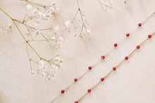 Load image into Gallery viewer, Daisy bracelet with tiny red jade beads
