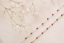 Load image into Gallery viewer, Daisy bracelet with tiny red jade beads