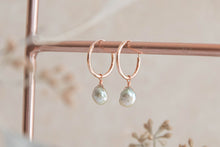 Load image into Gallery viewer, Orbit Sage Pearl Hoop Earrings