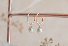 Load image into Gallery viewer, Orbit Sage Pearl Hoop Earrings