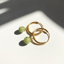 Load image into Gallery viewer, Orbit green apple jade hoop earrings