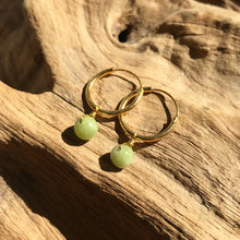 Load image into Gallery viewer, Orbit green apple jade hoop earrings