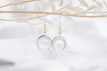 Load image into Gallery viewer, Luna earrings ~ citrine and sterling silver boho moon earrings