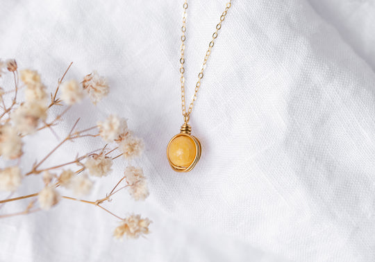 Yellow Jade Eva Necklace ~ Sterling Silver