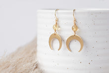 Load image into Gallery viewer, Luna earrings ~ citrine and sterling silver boho moon earrings