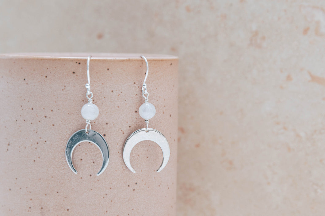 Luna silver moonstone earrings