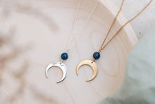 Load image into Gallery viewer, Luna lapis lazuli moon necklace ~ navy blue necklace
