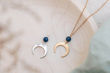 Load image into Gallery viewer, Luna lapis lazuli moon necklace ~ navy blue necklace