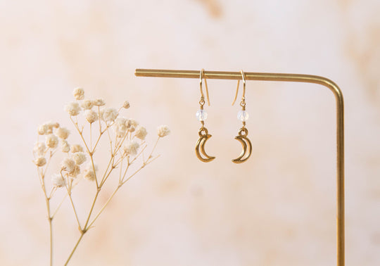 Celeste opalite charm earrings with dainty moon charm