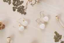 Load image into Gallery viewer, Love heart rose quartz earrings ~ genuine rose quartz drop earrings