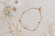 Load image into Gallery viewer, Daisy bracelet with tiny suspended sapphire beads
