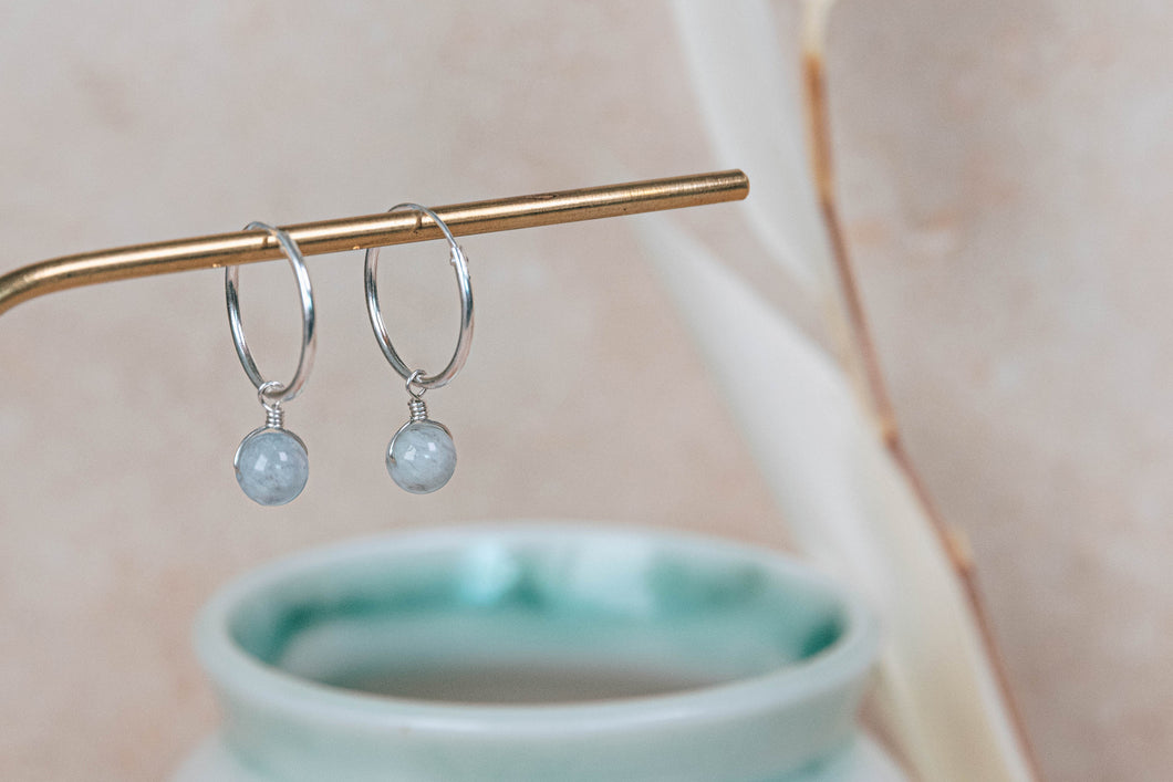 Aquamarine Orbit hoop earrings