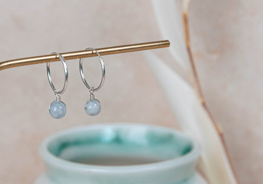 Aquamarine Orbit hoop earrings
