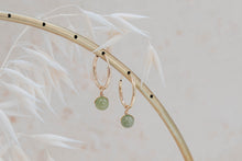 Load image into Gallery viewer, Orbit green apple jade hoop earrings