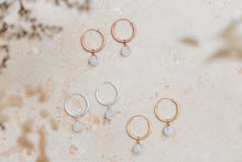 Load image into Gallery viewer, Orbit gold moonstone hoop earrings
