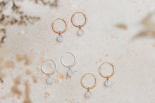 Load image into Gallery viewer, Orbit gold moonstone hoop earrings