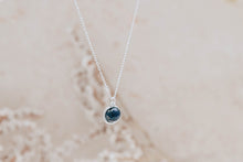 Load image into Gallery viewer, Infinity wire wrapped lapis lazuli and sterling silver necklace