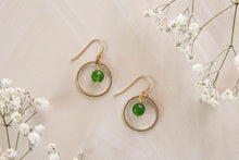 Load image into Gallery viewer, Orbit earrings with green Jade charm