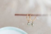 Load image into Gallery viewer, Orbit Sage Pearl Hoop Earrings