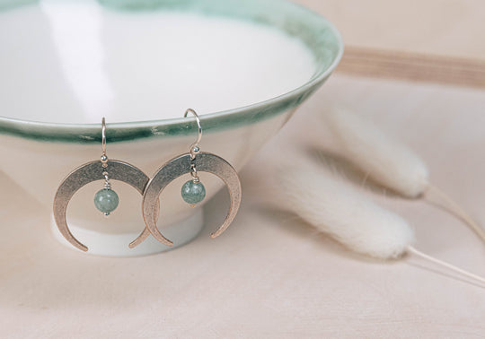 Sage Jade Athena Moon Earrings