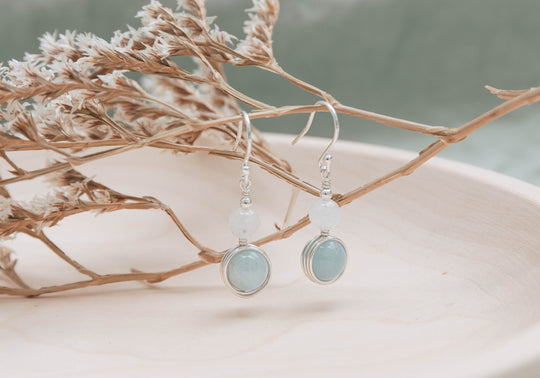 Aquamarine and Moonstone Emba Earrings