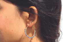 Load image into Gallery viewer, Sapphire Supernova Hoop Earrings