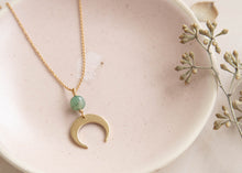 Load image into Gallery viewer, Luna moon necklace with real green jade
