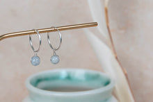 Load image into Gallery viewer, Orbit aquamarine rose gold hoop earrings