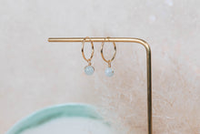 Load image into Gallery viewer, Orbit aquamarine rose gold hoop earrings
