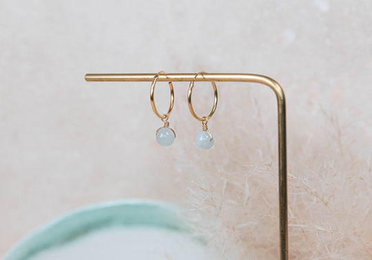 Aquamarine Orbit Hoop Earrings
